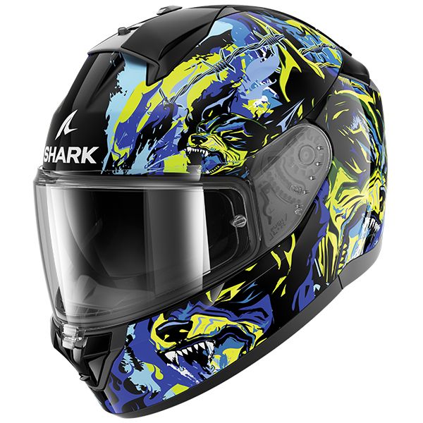 Мотошлем Shark Ridill 2 RAGING BEAST Black/Blue/Green