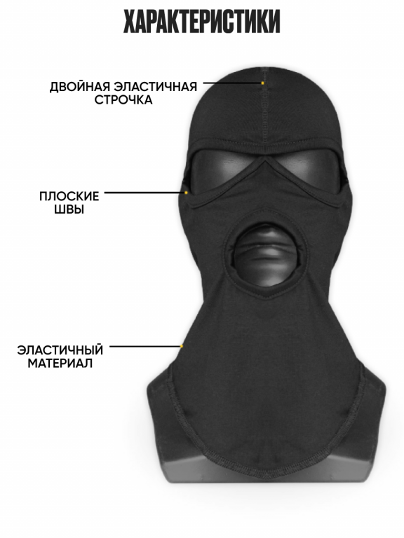Подшлемник MotoLike Рот Хлопок/Эластан Черный