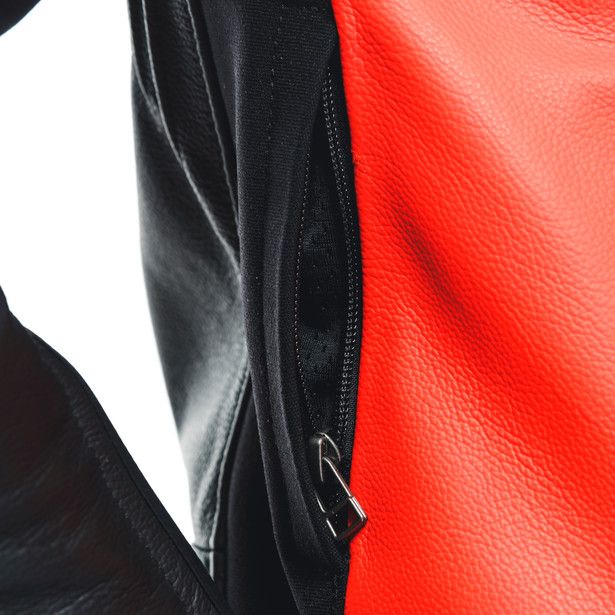 Куртка кожаная женская Dainese Racing 4 Black/fluo-red