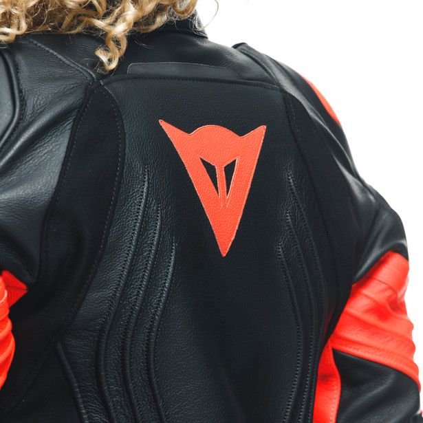 Куртка кожаная женская Dainese Racing 4 Black/fluo-red