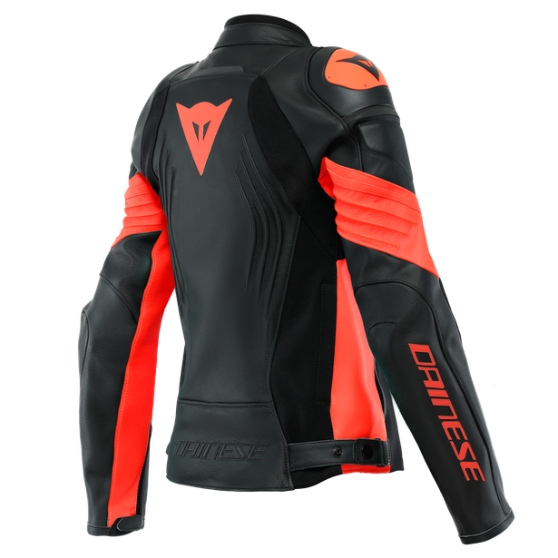 Куртка кожаная женская Dainese Racing 4 Black/fluo-red