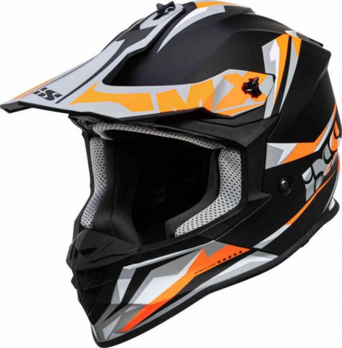 Шлем кроссовый IXS 362 2.2 Черно-серый-оранжевый