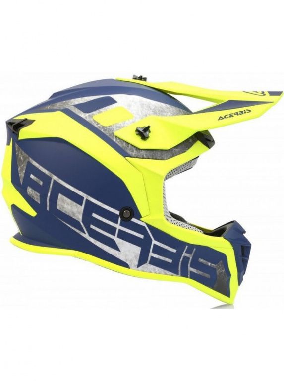 Мотошлем кроссовый Acerbis Linear, цвет Желтый/Синий