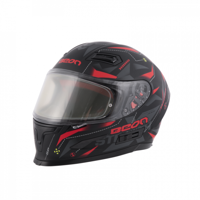 Шлем Beon B-503 matt black/red