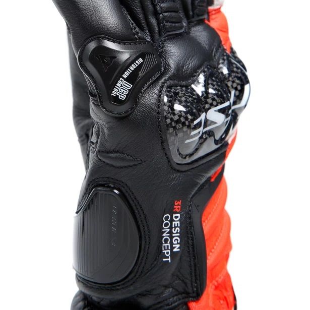 Перчатки кожаные Dainese Carbon 4 Long Black/fluo-red/white