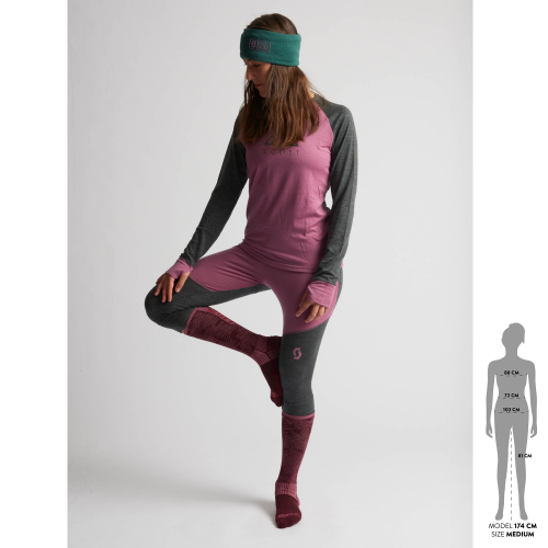 Термокофта женская SCOTT Zip Defined Merino dark grey melange/cassis pink