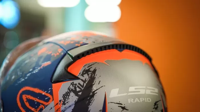 Шлем интеграл LS2 FF353 Rapid Naughty, сине-оранжевый матовый