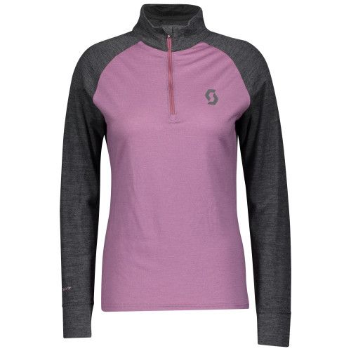 Термокофта женская SCOTT Zip Defined Merino dark grey melange/cassis pink