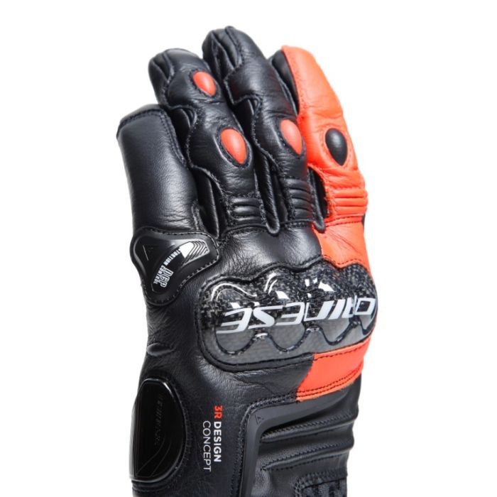 Перчатки кожаные Dainese Carbon 4 Short Black/Fluo-red