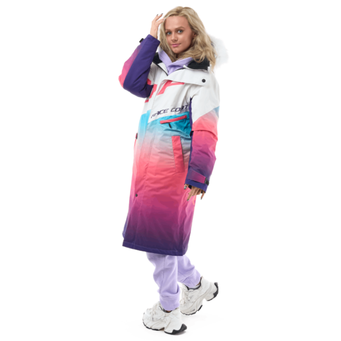 Плащ зимний Dragonfly Race Coat Winter Sunset Woman Coral - Blue