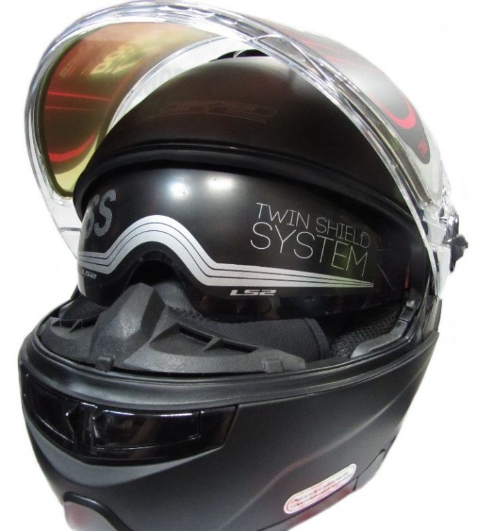 Снегоходный шлем модуляр с электростеклом LS2 FF325 Strobe Electric Snow черный мат.
