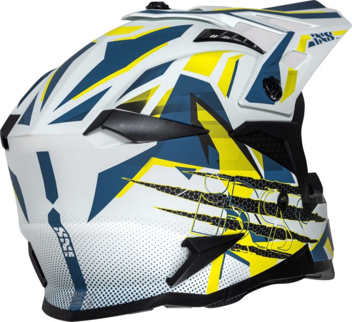 Шлем кроссовый IXS iXS363 2.0 сине-желтый флуо