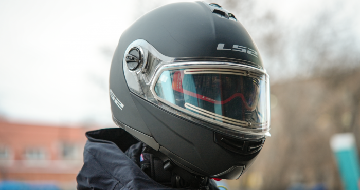 Снегоходный шлем модуляр с электростеклом LS2 FF325 Strobe Electric Snow черный мат.