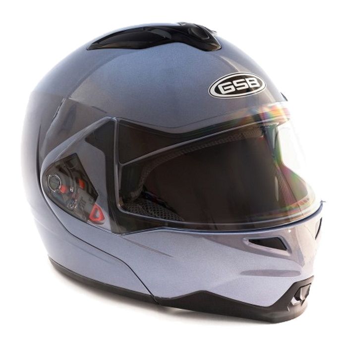 Шлем модуляр с солнцезащитными очками GSB G-339 Grey Met BT