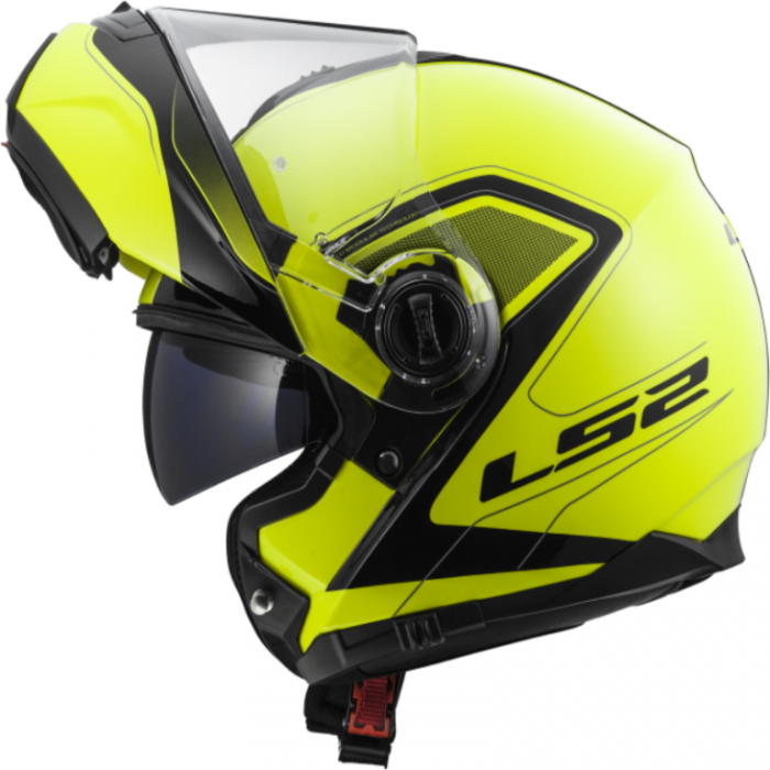 Снегоходный шлем модуляр с электростеклом LS2 FF325 Strobe Electric Snow Civik Hi-vis Yellow Black