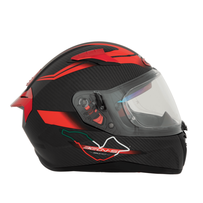Мотошлем Beon B-500 Carbon Matt Carbon/Black/Red