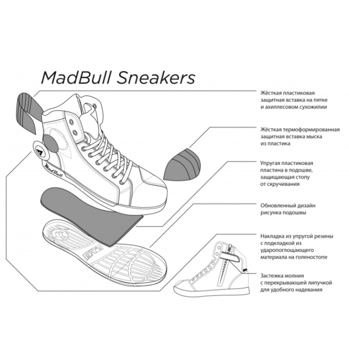 Мотокеды MadBull Sneakers Black/Neon Blue
