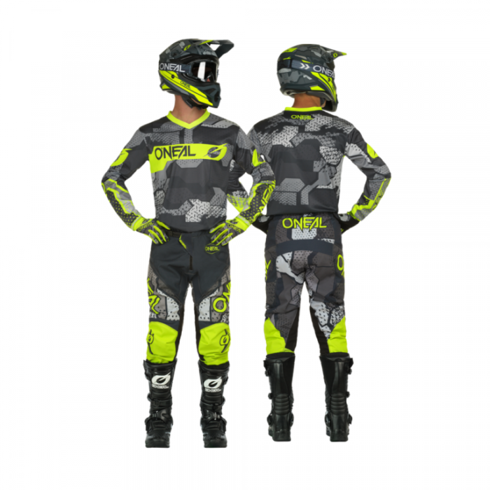 Джерси детская Oneal Element Camo V.22, серый/желтый