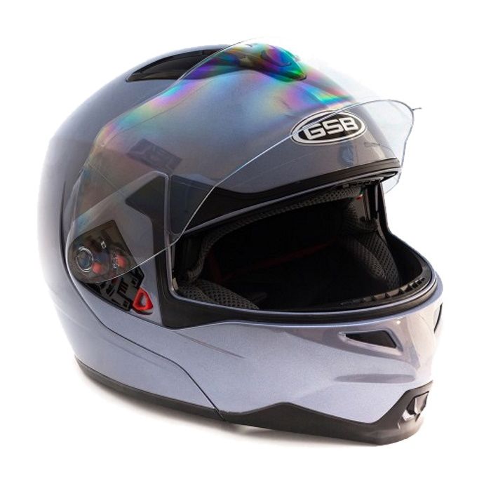 Шлем модуляр с солнцезащитными очками GSB G-339 Grey Met BT