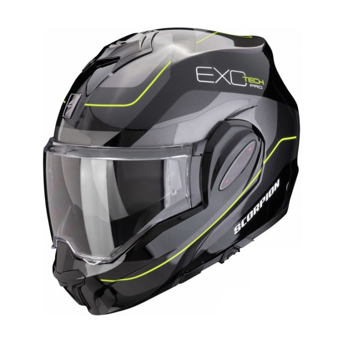 Мотошлем Scorpion Exo Exo-tech Evo Pro Commuta Черный/Серебристый/Желтый