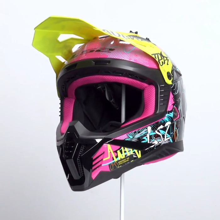 Мотошлем LS2 MX708 FAST II Gorilla фиолетово-желтый