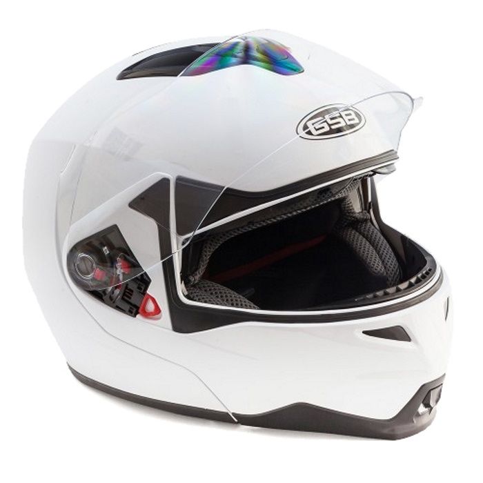 Шлем модуляр с солнцезащитными очками GSB G-339 White Glossy