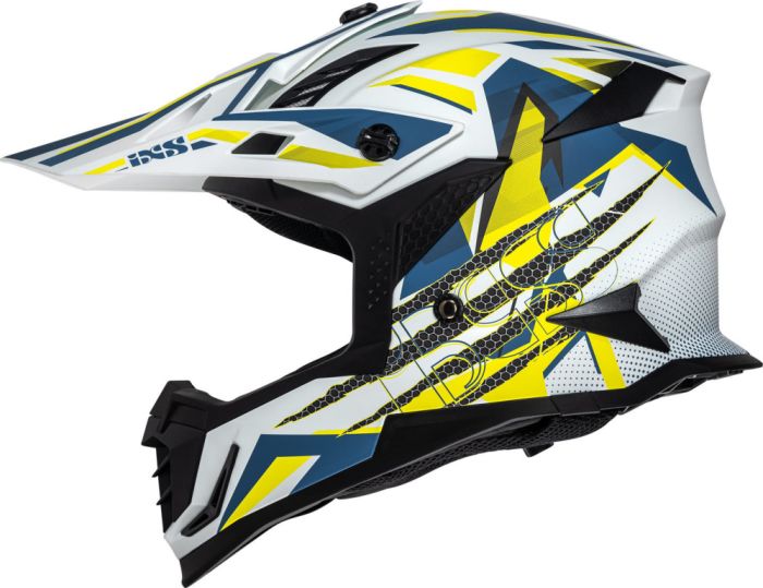 Шлем кроссовый IXS iXS363 2.0 сине-желтый флуо