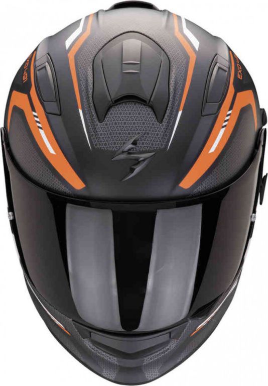 Мотошлем Scorpion Exo EXO-491 Kripta Черный Матовый/Оранжевый/Белый