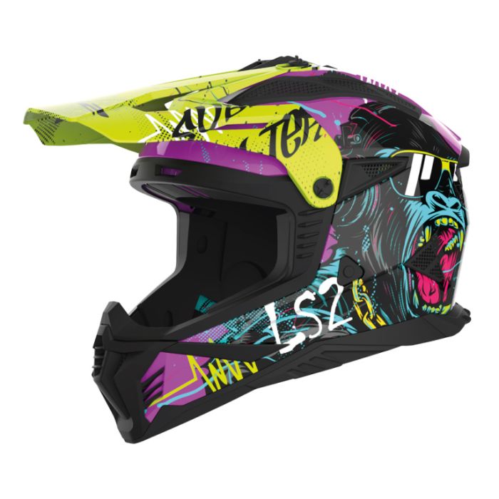 Мотошлем LS2 MX708 FAST II Gorilla фиолетово-желтый