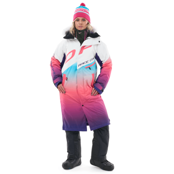 Плащ зимний Dragonfly Race Coat Winter Sunset Woman Coral - Blue