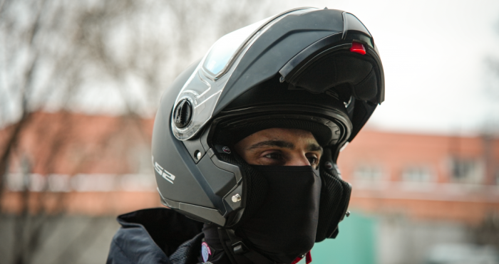 Снегоходный шлем модуляр с электростеклом LS2 FF325 Strobe Electric Snow черный мат.