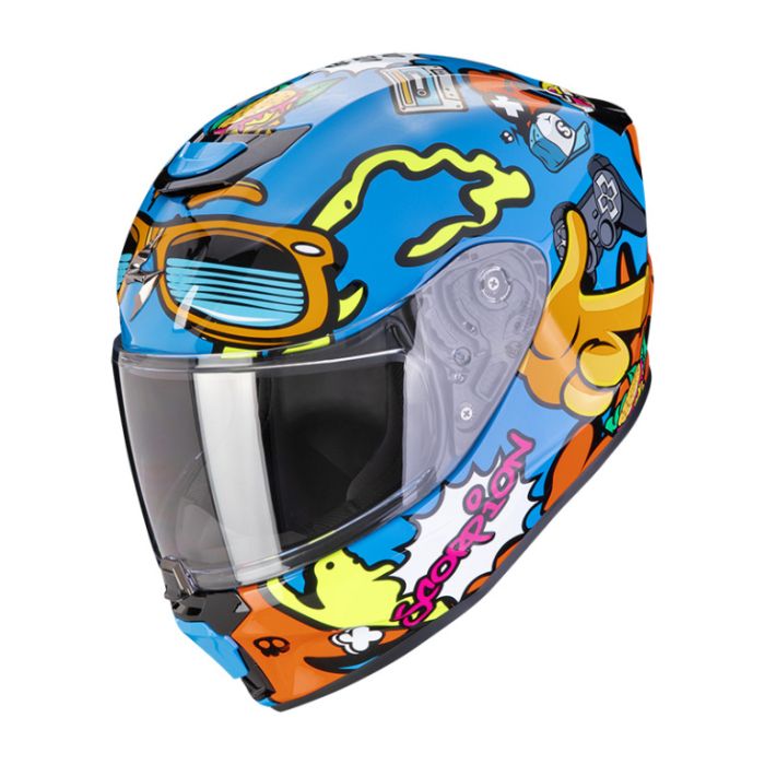 Мотошлем Scorpion Exo EXO-JNR AIR FUN Синий/Оранжевый/Оранжевый