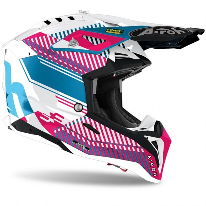 Кроссовый шлем Airoh Aviator 3 Wave Pink Chrome