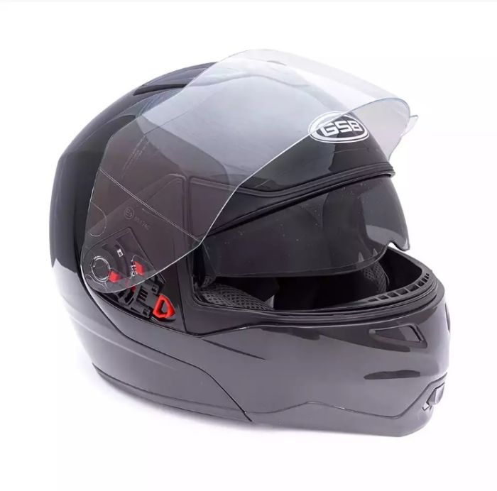 Снегоходный шлем модуляр GSB G-339 Snow (с Эл. Визором) Black Glossy