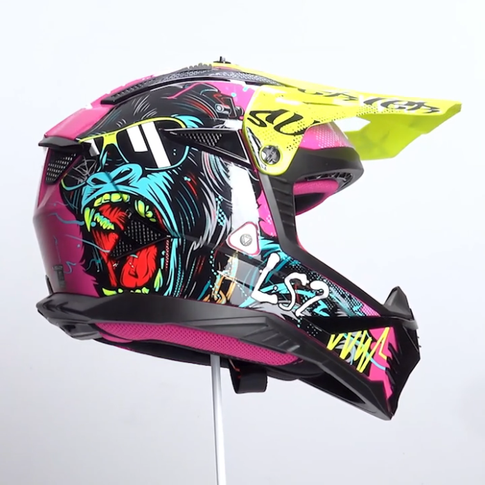 Мотошлем LS2 MX708 FAST II Gorilla фиолетово-желтый