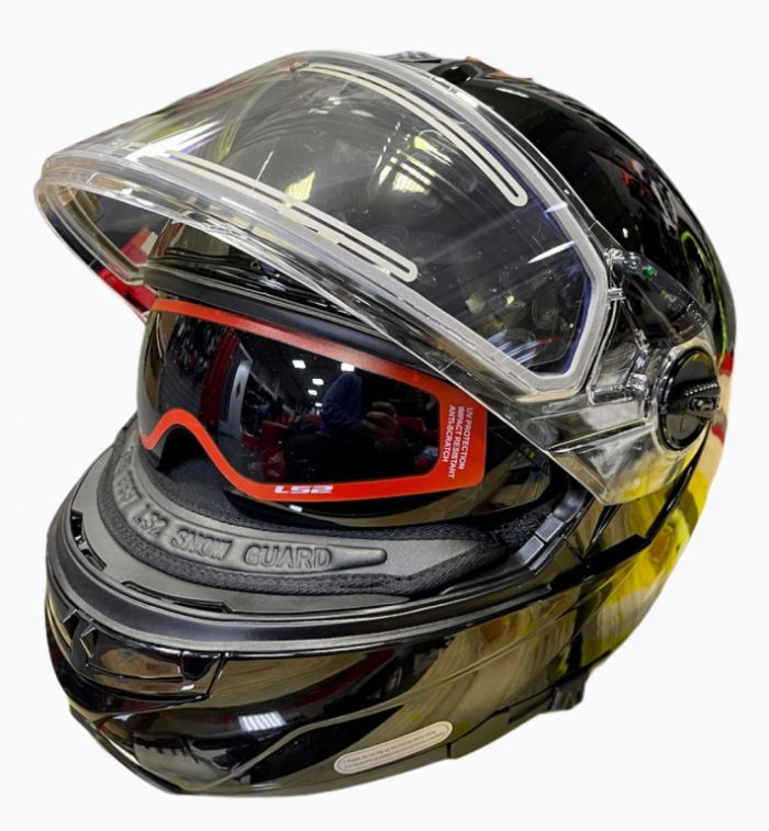 Снегоходный шлем модуляр с электростеклом LS2 FF325 Strobe Electric Snow черный.