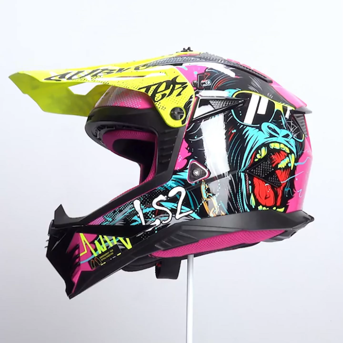 Мотошлем LS2 MX708 FAST II Gorilla фиолетово-желтый