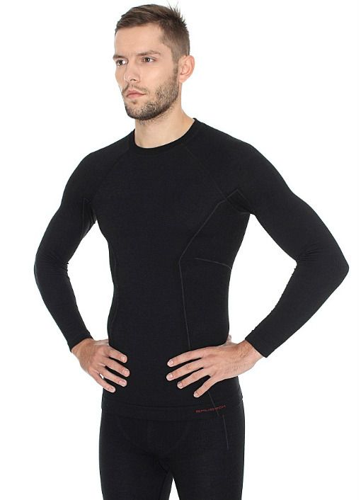 Термобелье (футболка, дл.рукав) Brubeck Active Wool, черный