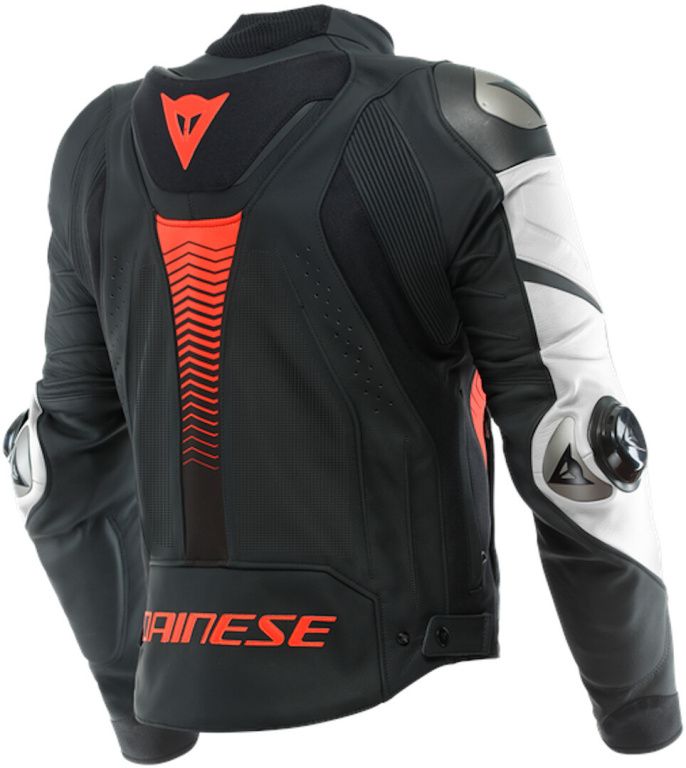 Куртка кожаная DAINESE SPEED 4 PERF. BLACK-MATT/WHITE/FLUO-RED