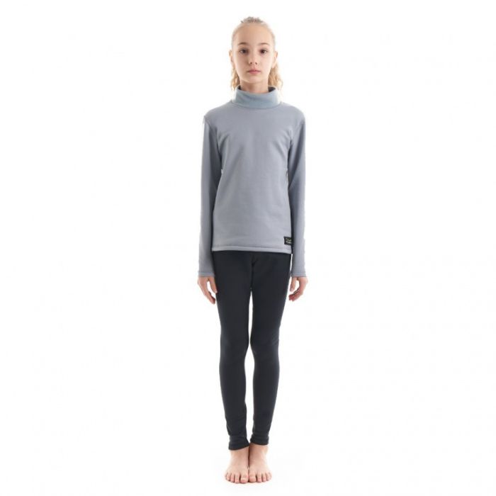 Термобелье зимнее детское Dragonfly высокий ворот For Teen Gray - Black